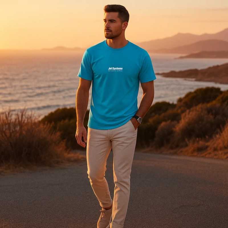 T-Shirt bleu jet systems corse, unisex, confortable et moderne