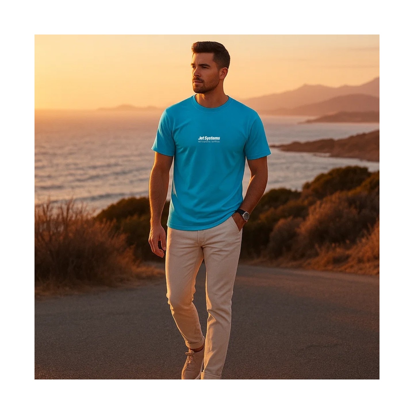 T-Shirt bleu jet systems corse, unisex, confortable et moderne