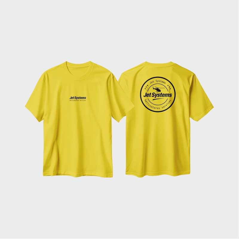 T-shirt jaune jet systems marquage noir