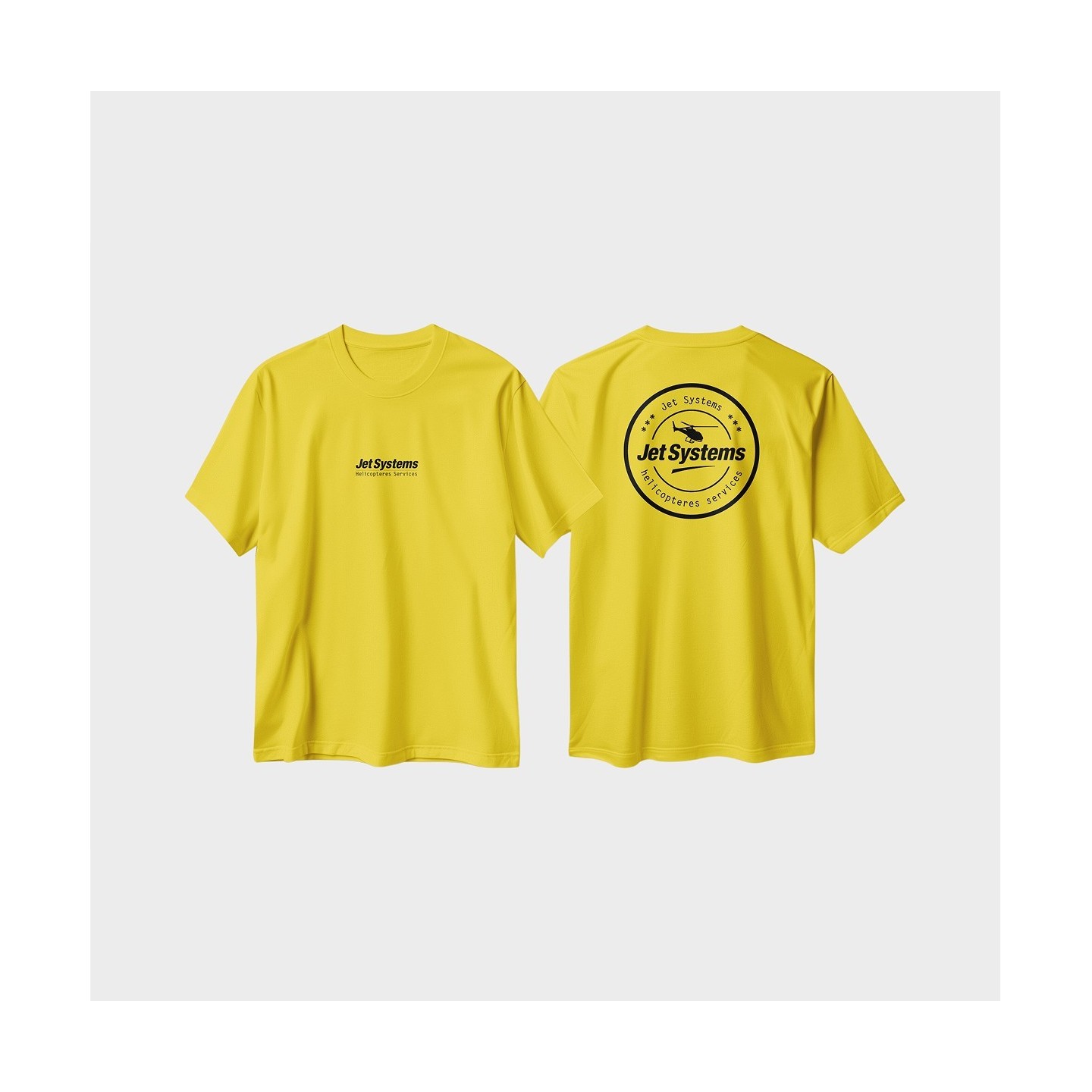 T-shirt jaune jet systems marquage noir