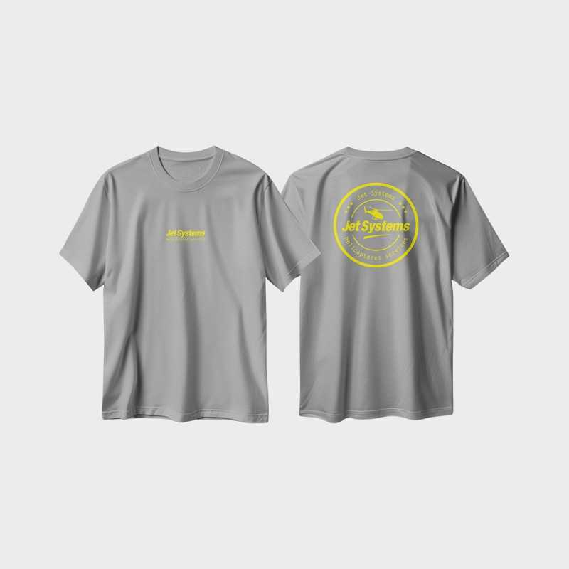 T-shirt gris avec marquage jaune