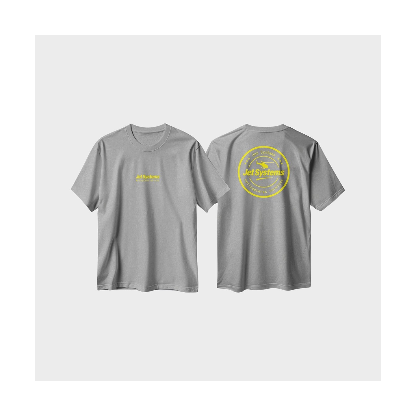 T-shirt gris avec marquage jaune