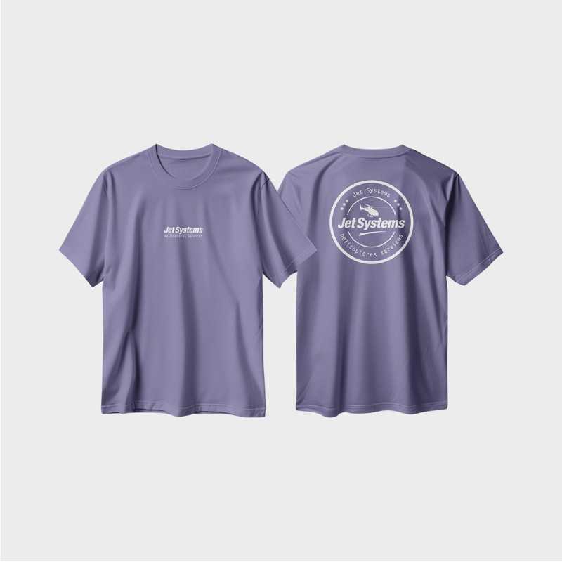 T-shirt violet clair marquage blanc jet systems