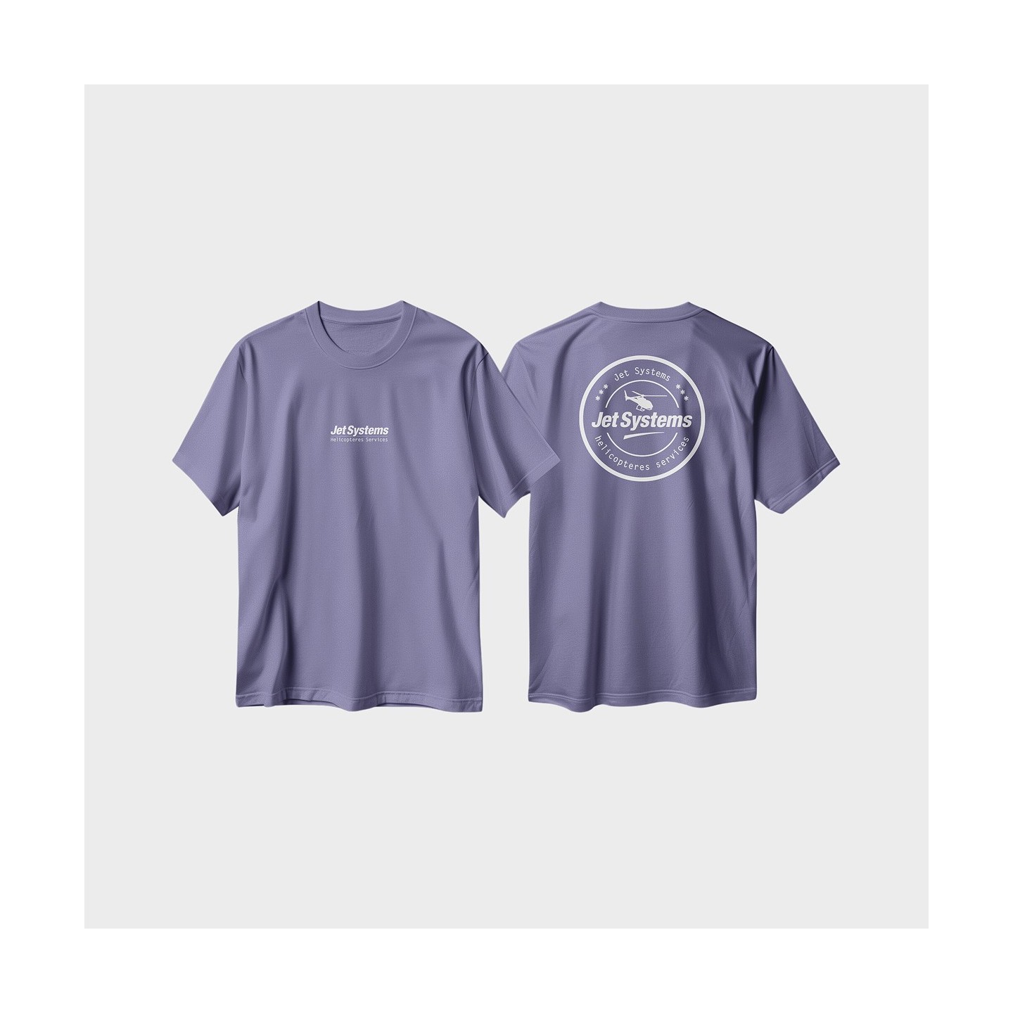 T-shirt violet clair marquage blanc jet systems
