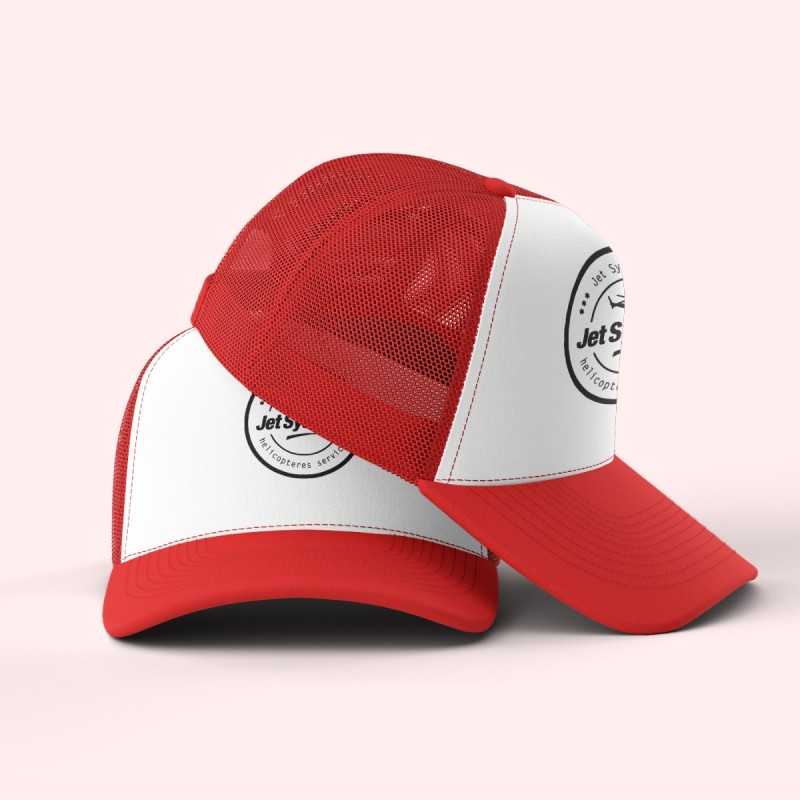 Casquette rouge trucker à filet Jet Systems