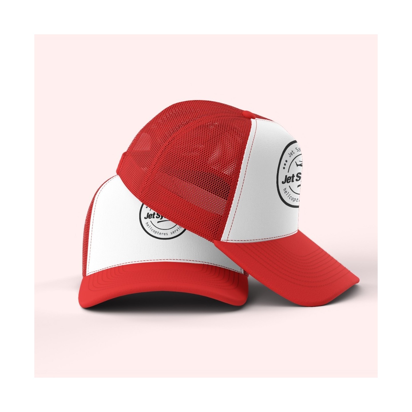 Casquette rouge trucker à filet Jet Systems