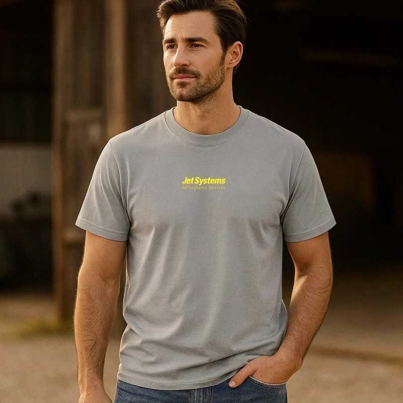 T-Shirt gris et jaune Systems, unisex, confortable et moderne