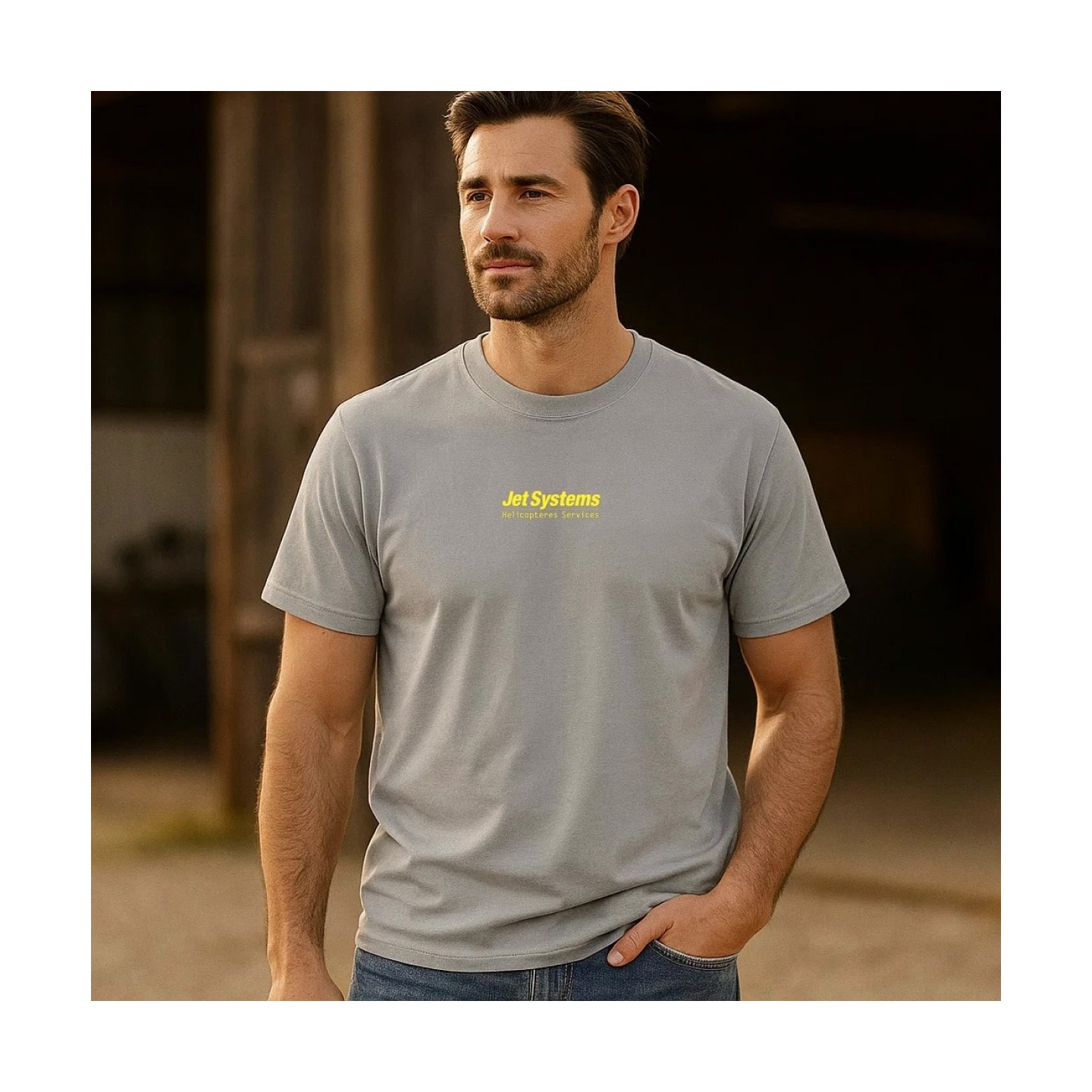 T-Shirt gris et jaune Systems, unisex, confortable et moderne