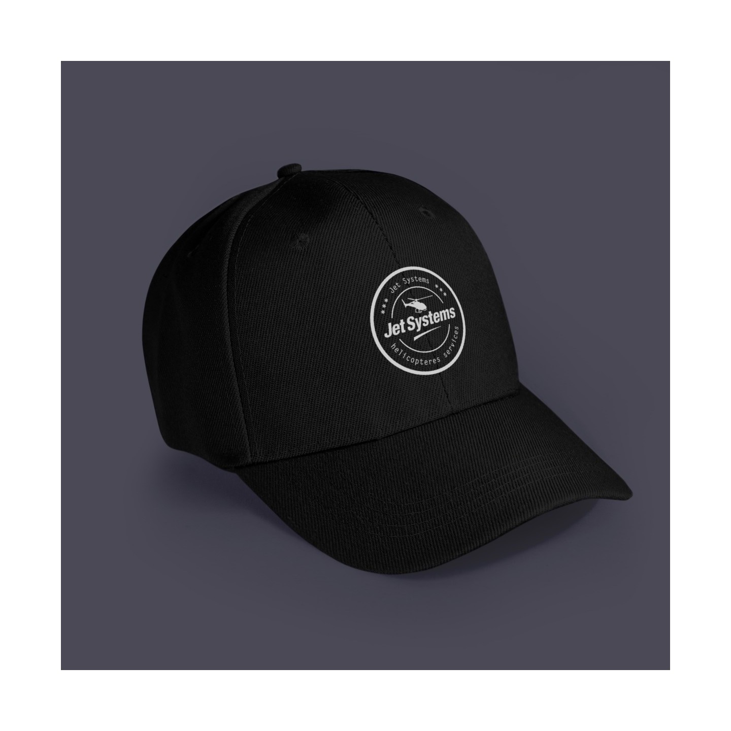 Casquette brodée Jet Systems – Noire, logo rond blanc