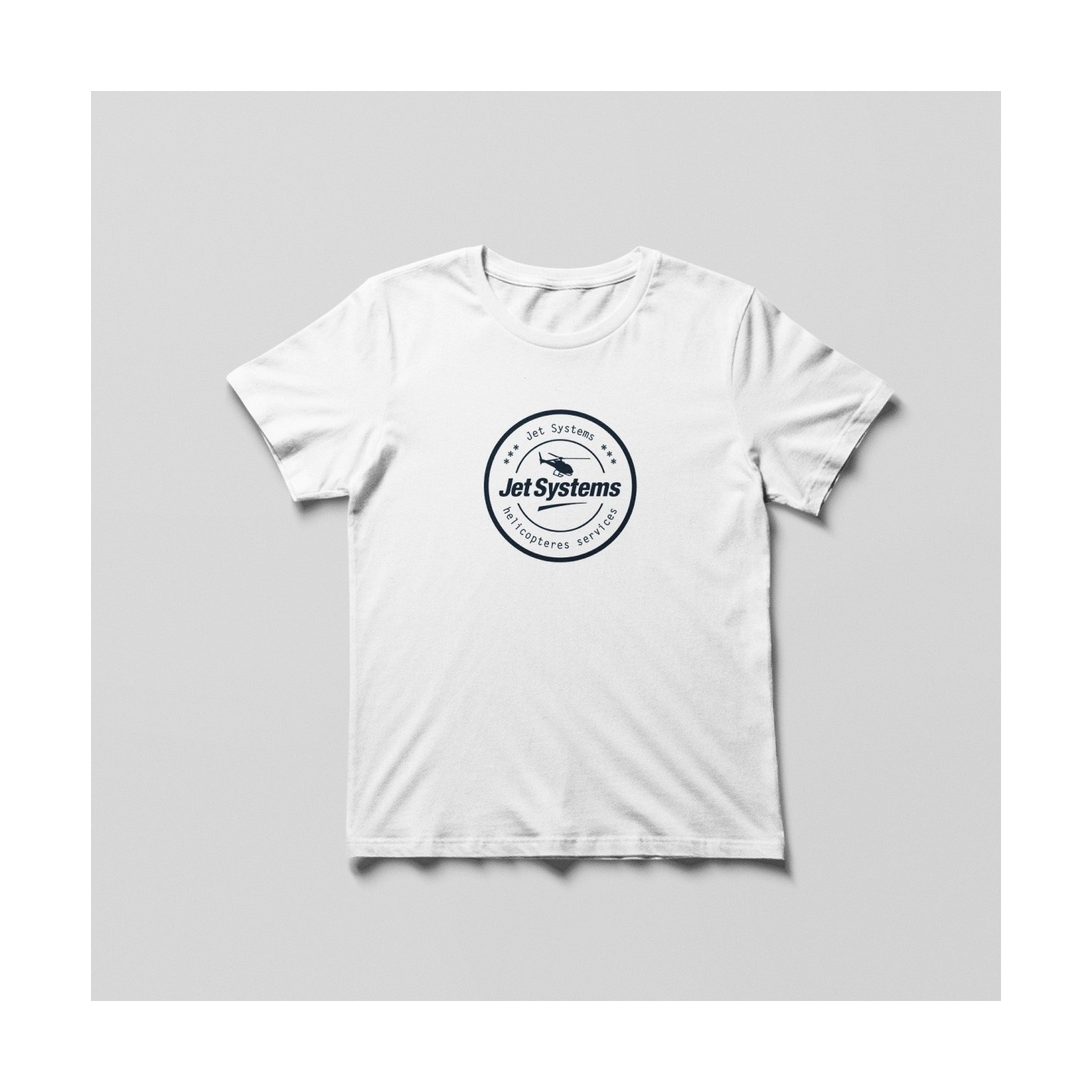 T-shirt blanc logo rond bleu marine Jet Systems
