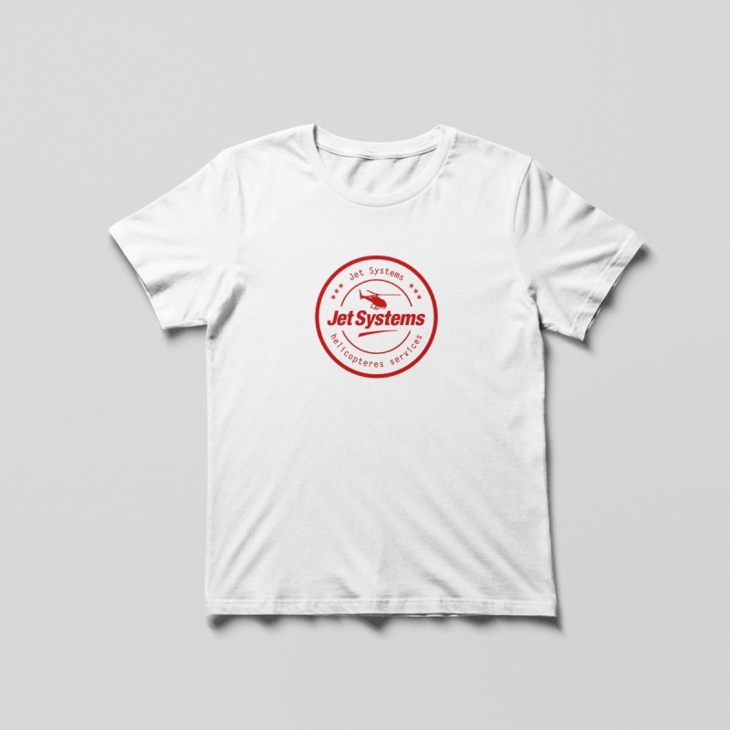 White Jet Systems T-shirt, Red Round Logo | JetBooking