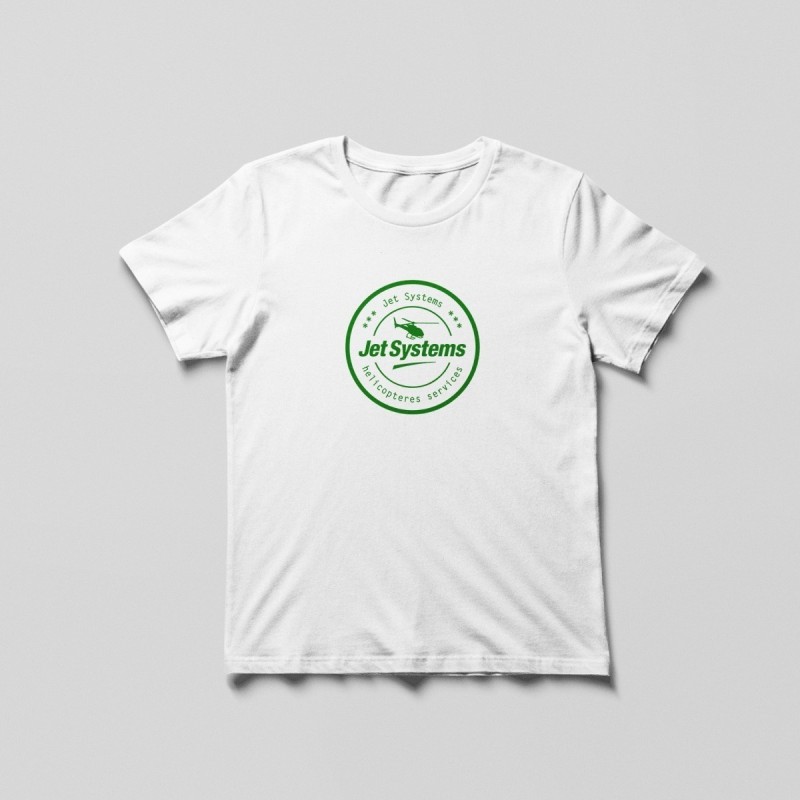 White T-shirt Green Round Logo Jet Systems | JetBooking