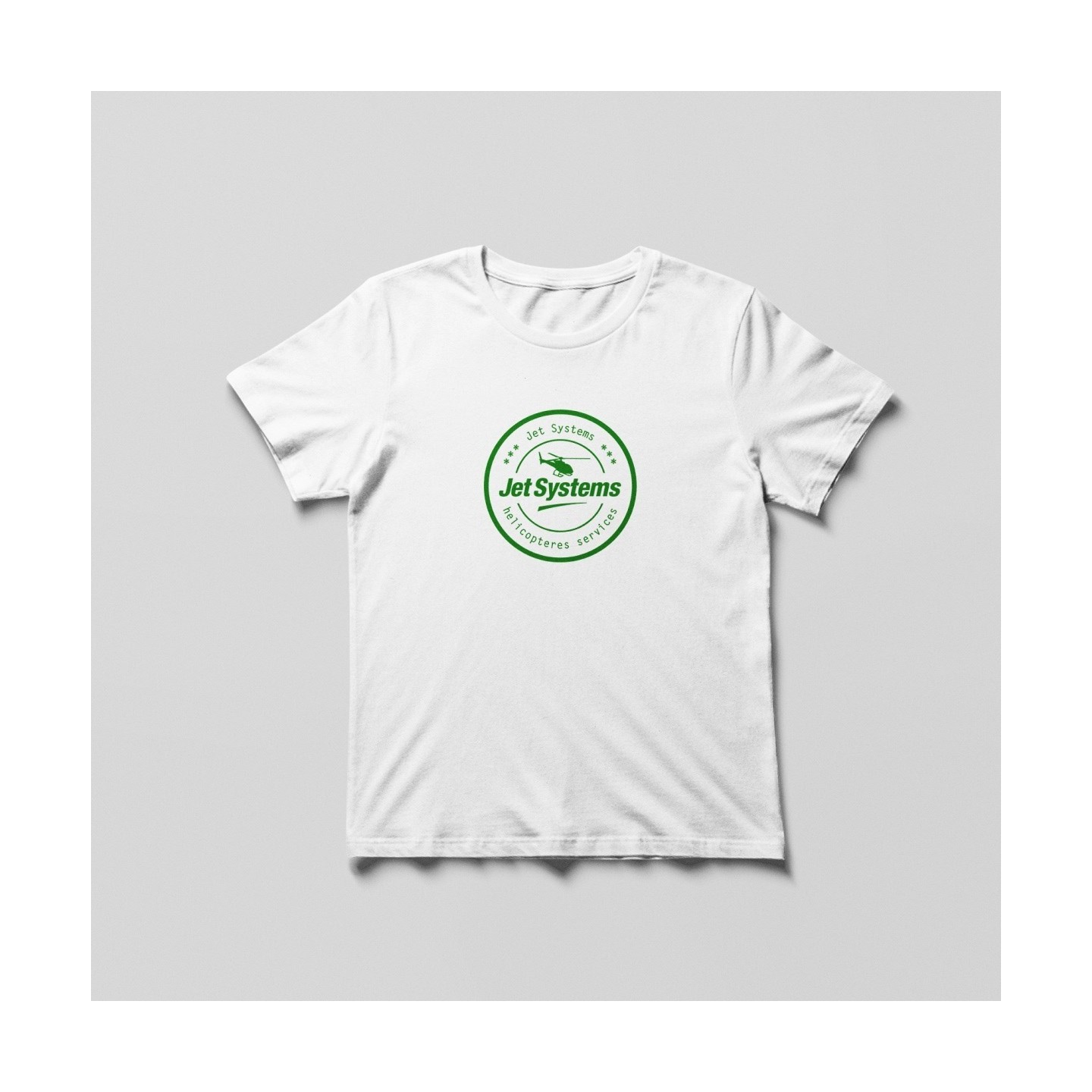 T-shirt blanc logo rond vert Jet Systems