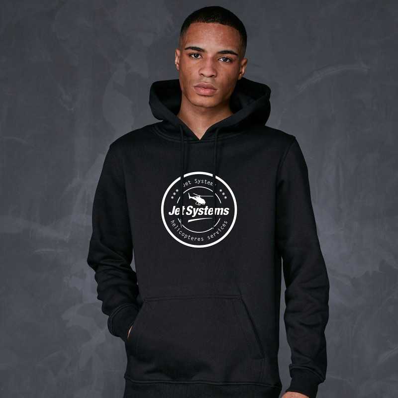 Hoodie, sweat à capuche noir avec logo brodé au centre devant