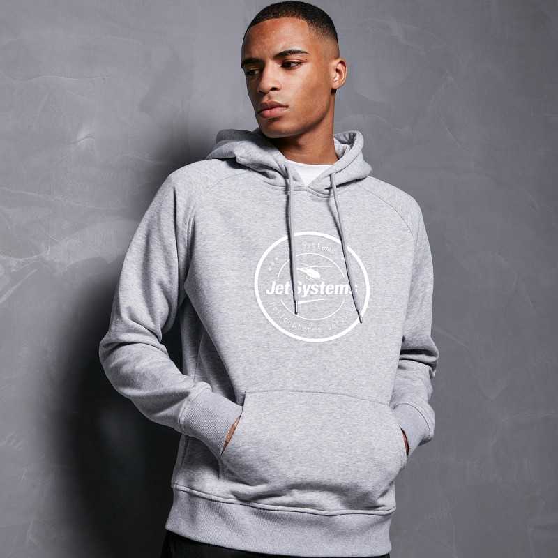 Sweat à capuche Jet Systems coton gris et polyester