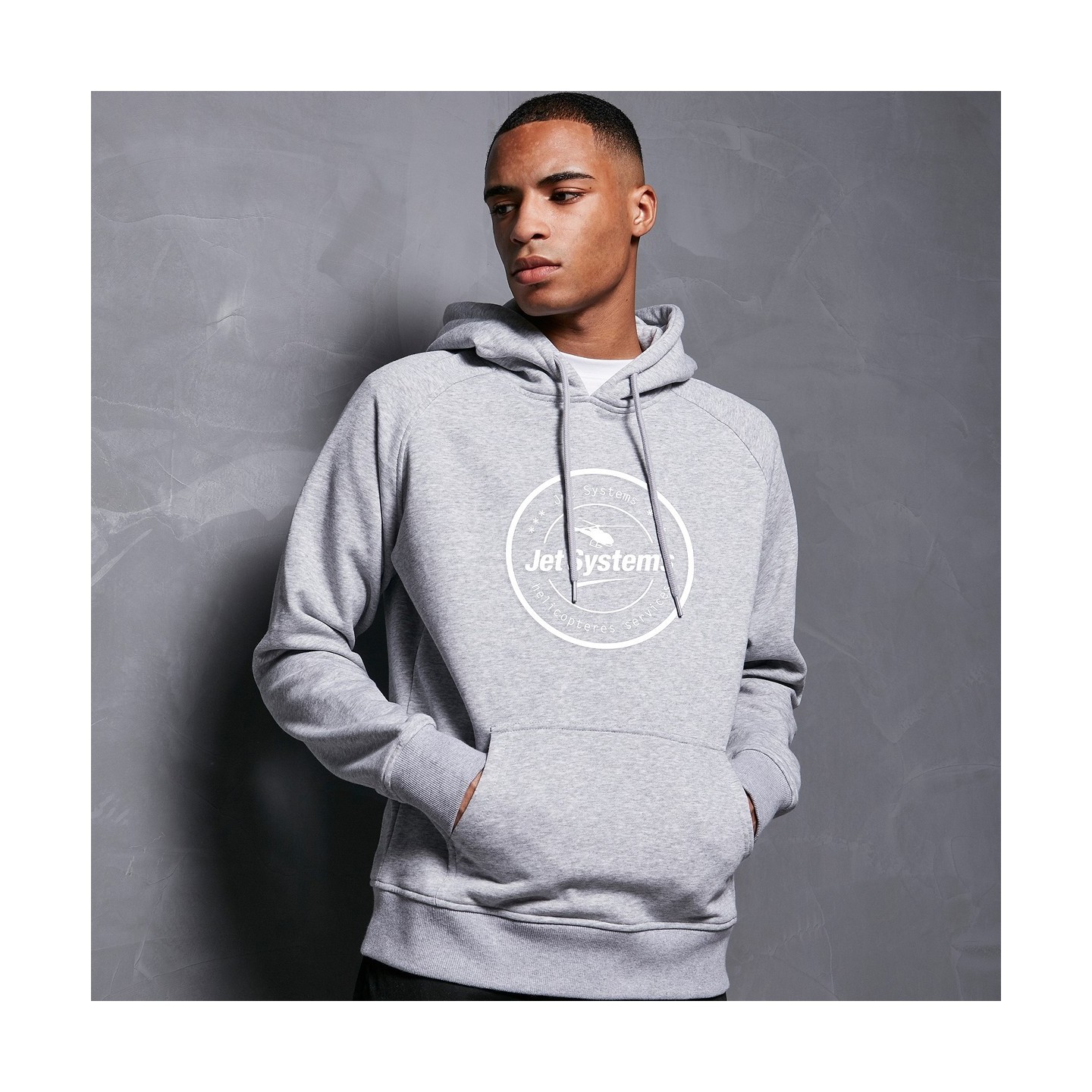 Sweat à capuche Jet Systems coton gris et polyester