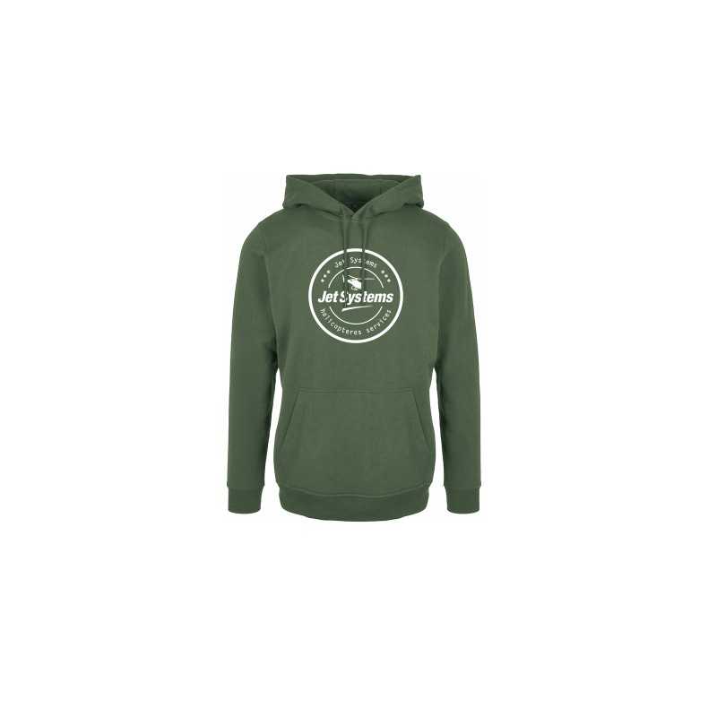 Hoodie kaki brodé Jet Systems – Sweat à capuche haut de gamme